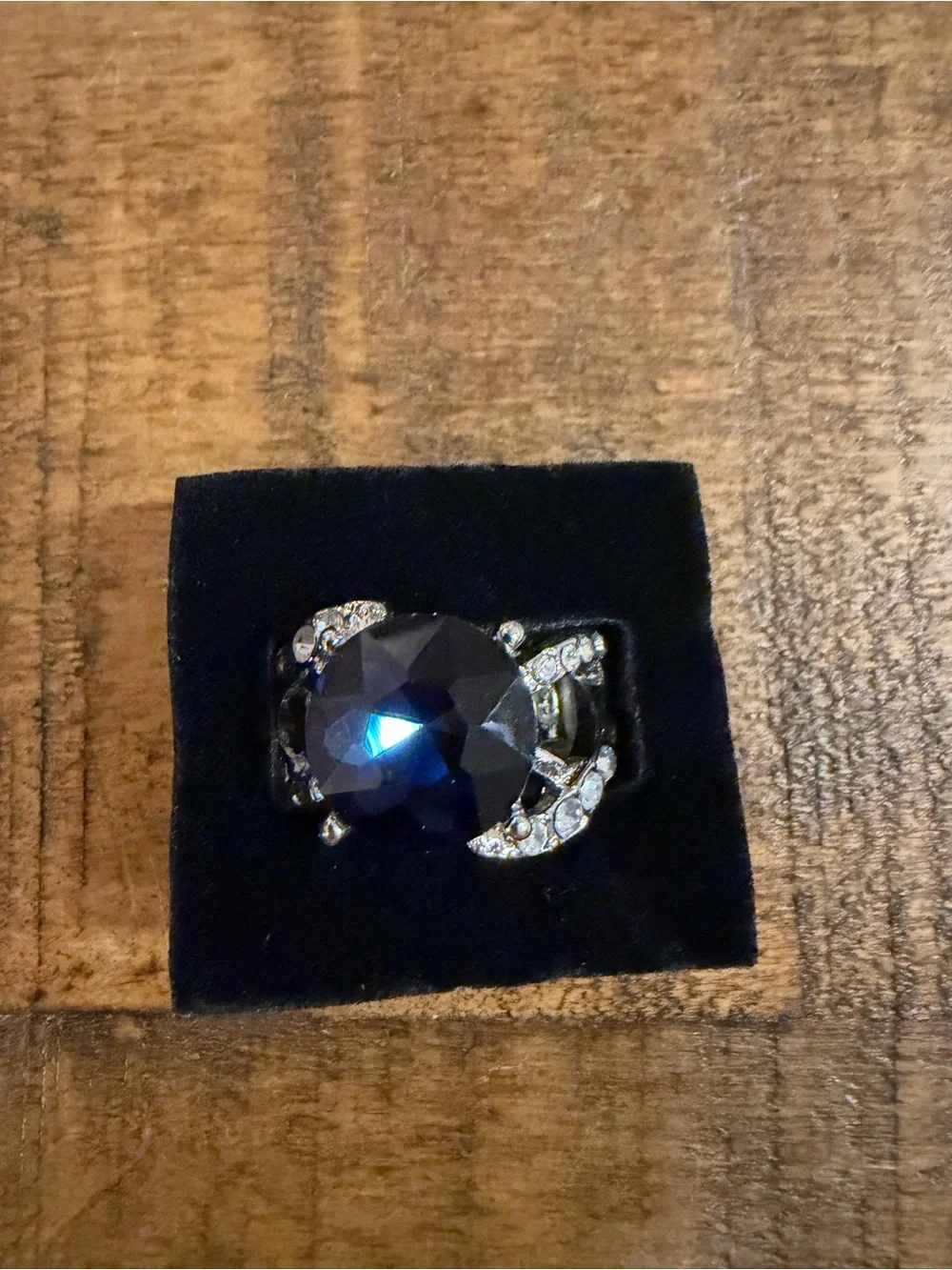 Paparazzi Navy Blue Faceted Crystal Ring with Clear Accents